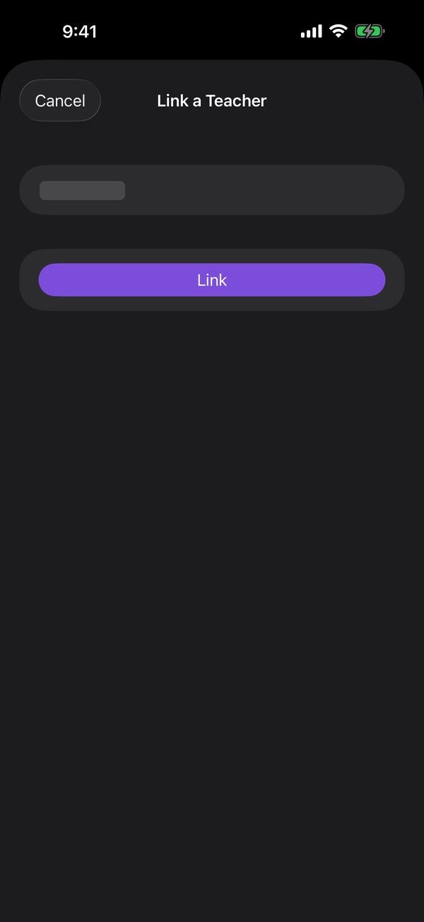Link a Teacher on the iOS app, with a student code entered