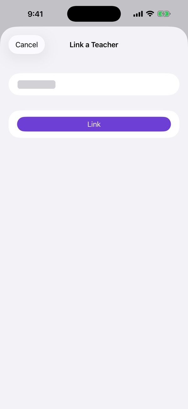 Link a Teacher on the iOS app, with a student code entered