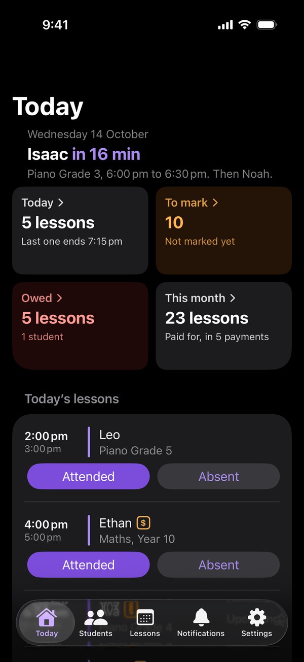 The Harmonic iOS app: Today, with the next lesson and today’s lessons