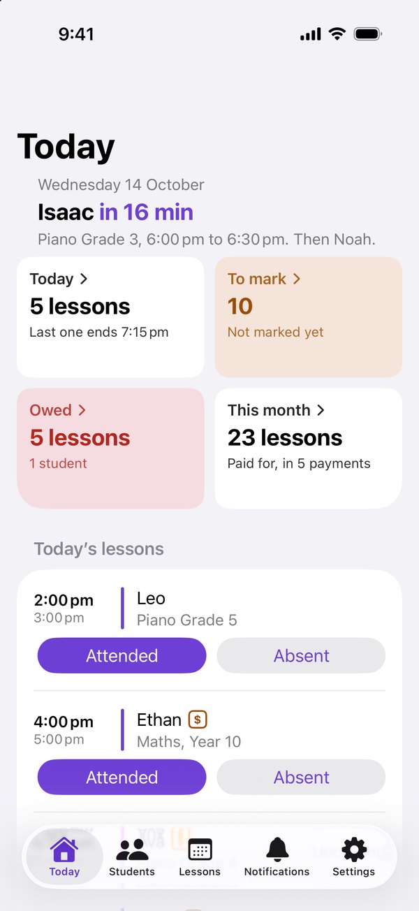 The Harmonic iOS app: Today, with the next lesson and today’s lessons