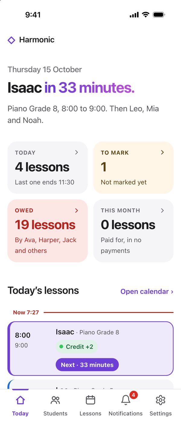 Harmonic on the web on a phone: Today, with Isaac’s lesson next